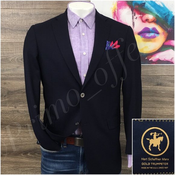 Hart Schaffner Mens Blazer Sport Coat Two Button Jacket Wool 40R Casual Suit USA - Picture 1 of 13